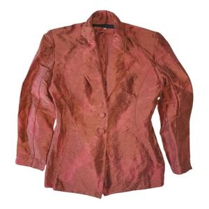 Elizabeth Fillmore Blazer Jacket Womens Size XS Linen Silk Pink Floral Paisley